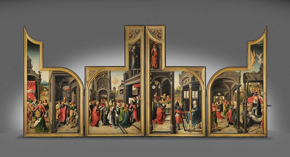 Painted wings of the Saluces altarpiece, not the entire carved structure